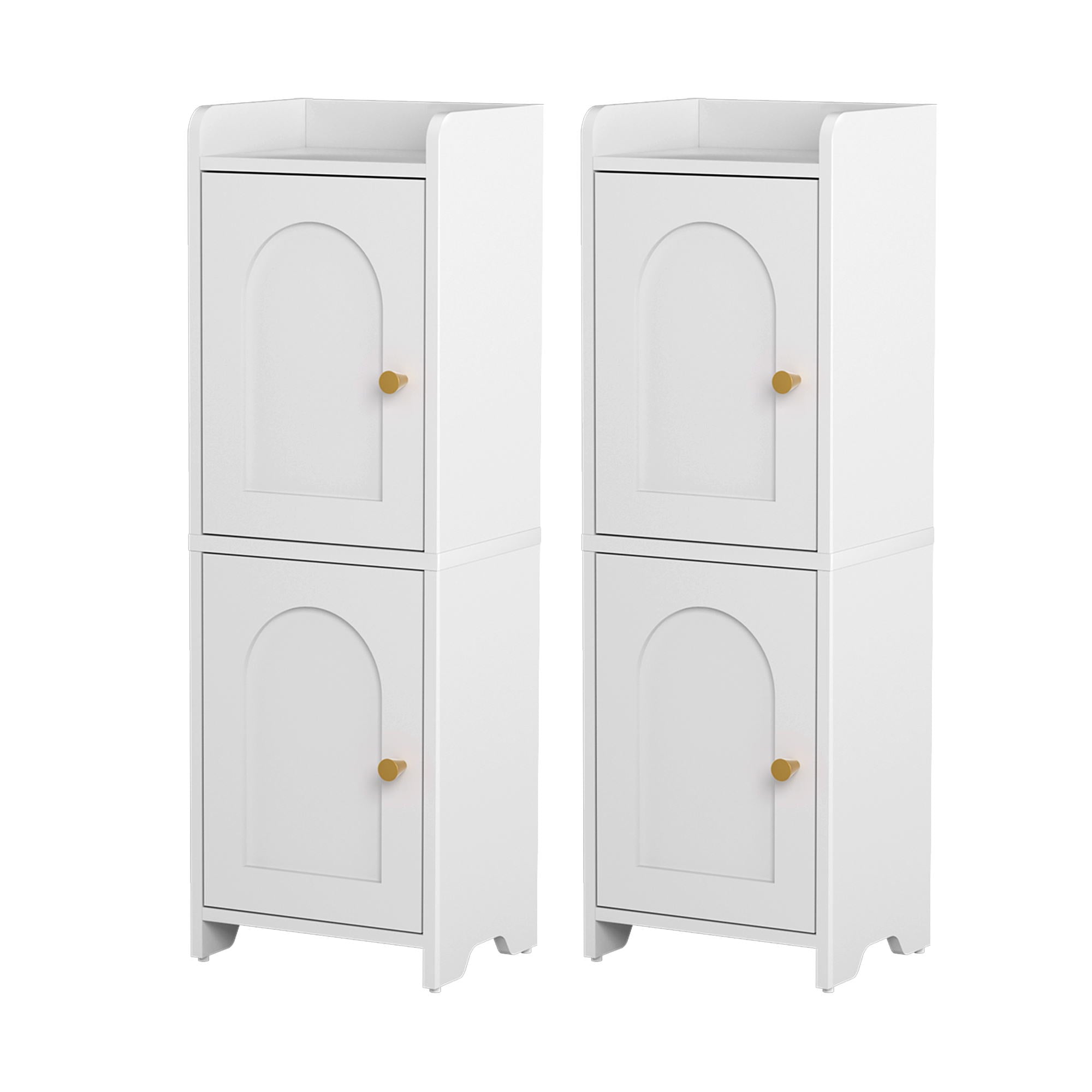 Artiss 2x Bathroom Storage Cabinet 2-Tier Slim Toilet Organizer Adjustable White
