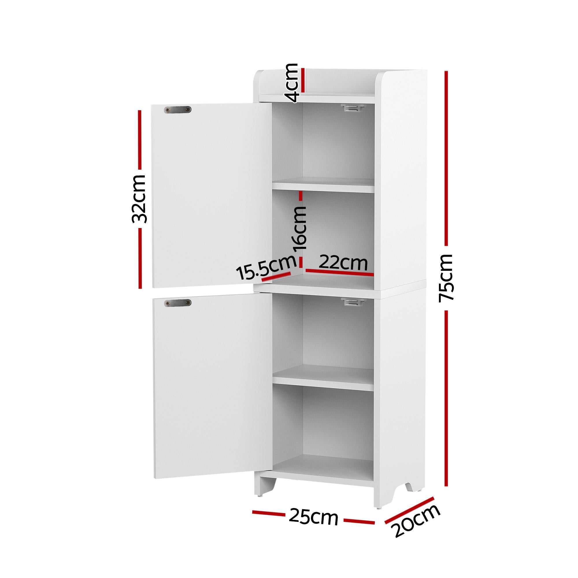 Artiss 2x Bathroom Storage Cabinet 2-Tier Slim Toilet Organizer Adjustable White