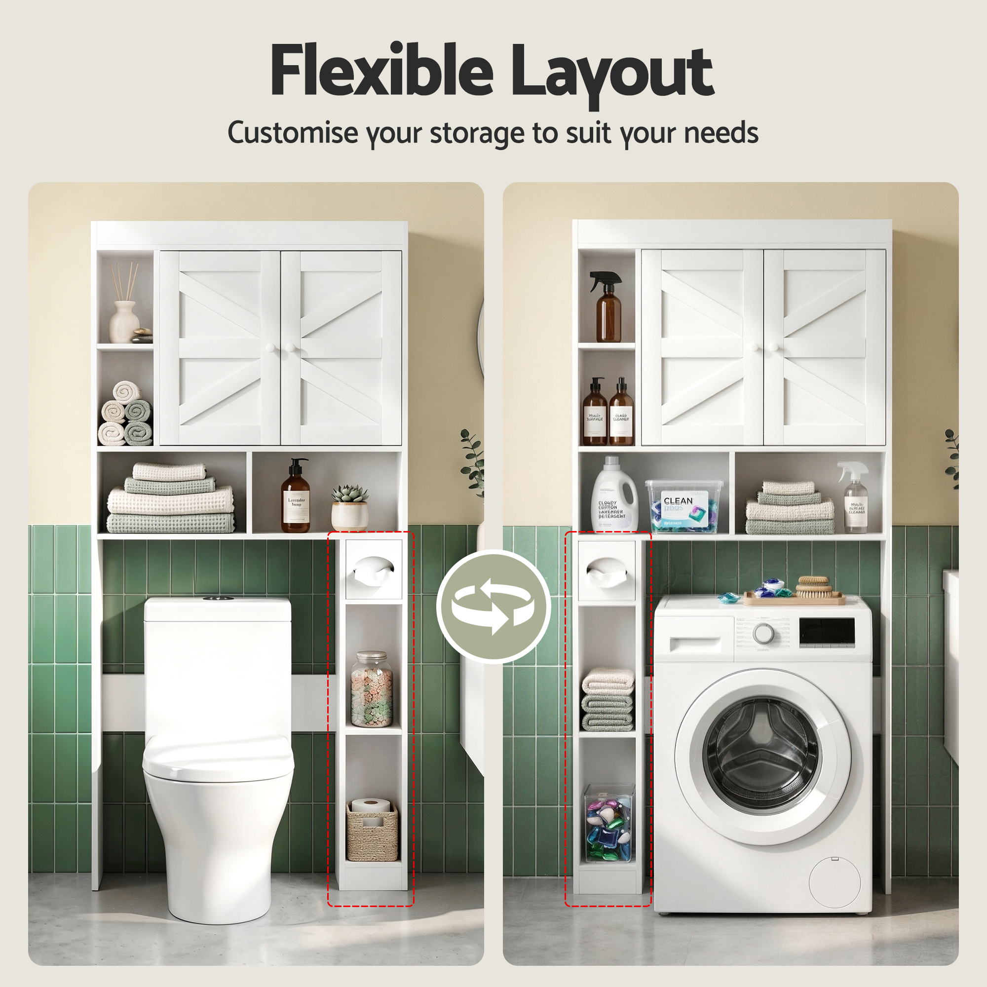 Artiss Bathroom Storage Cabinet Over The Toilet Organiser Laundry Shelf Holder