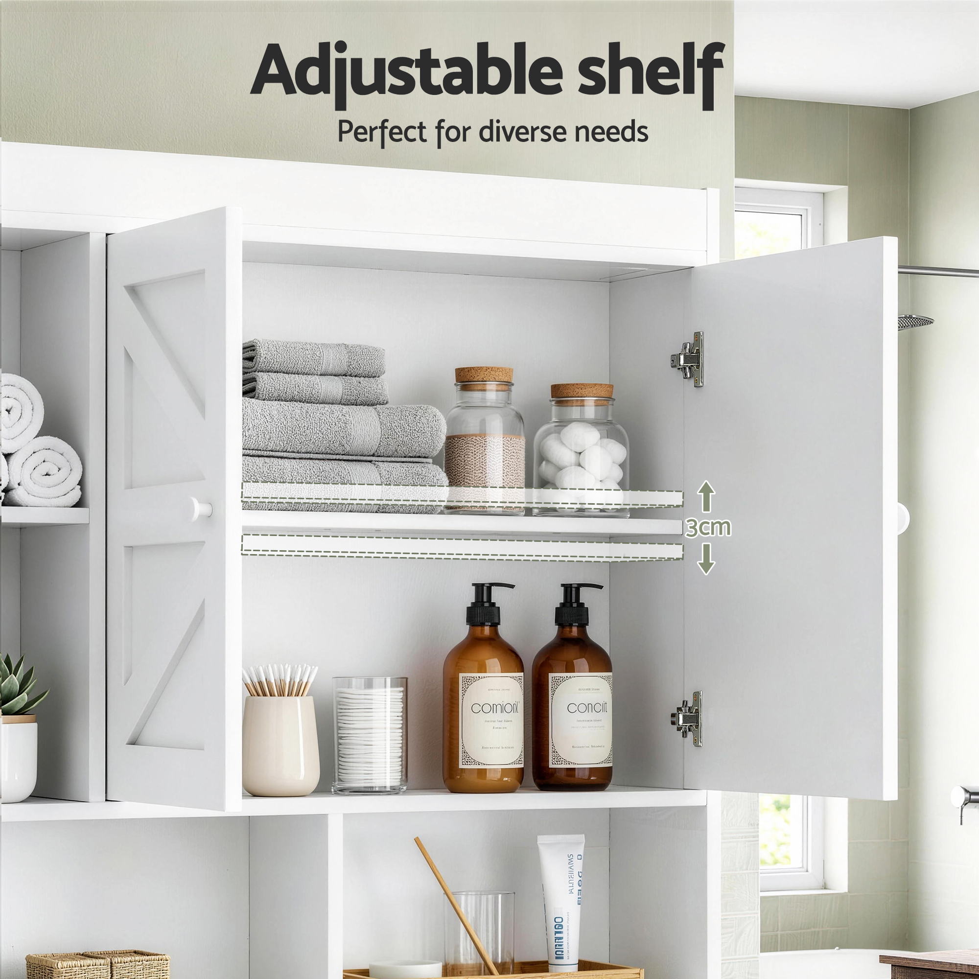 Artiss Bathroom Storage Cabinet Over The Toilet Organiser Laundry Shelf Holder