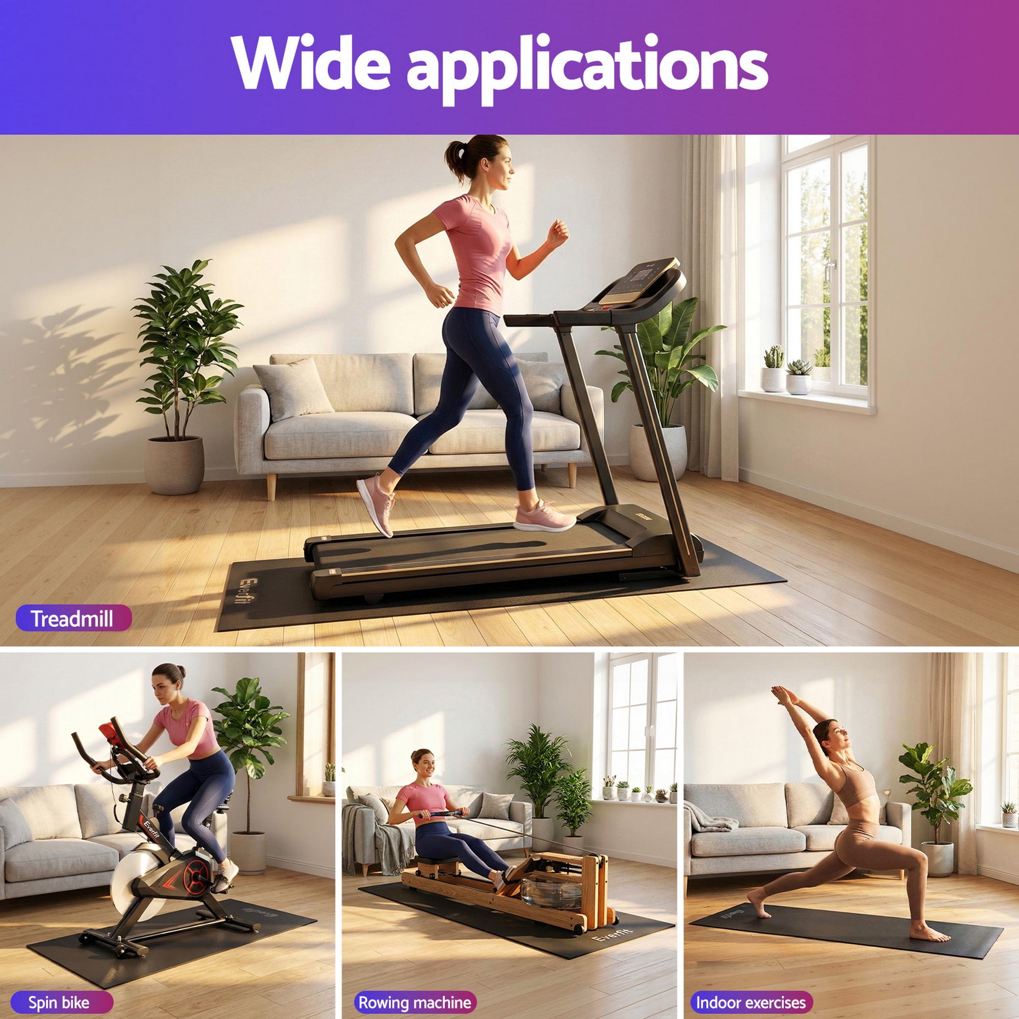 Everfit Exercise Equipment Mat Treadmill Floor Rug Home Gym Fitness Yoga 1.8M
