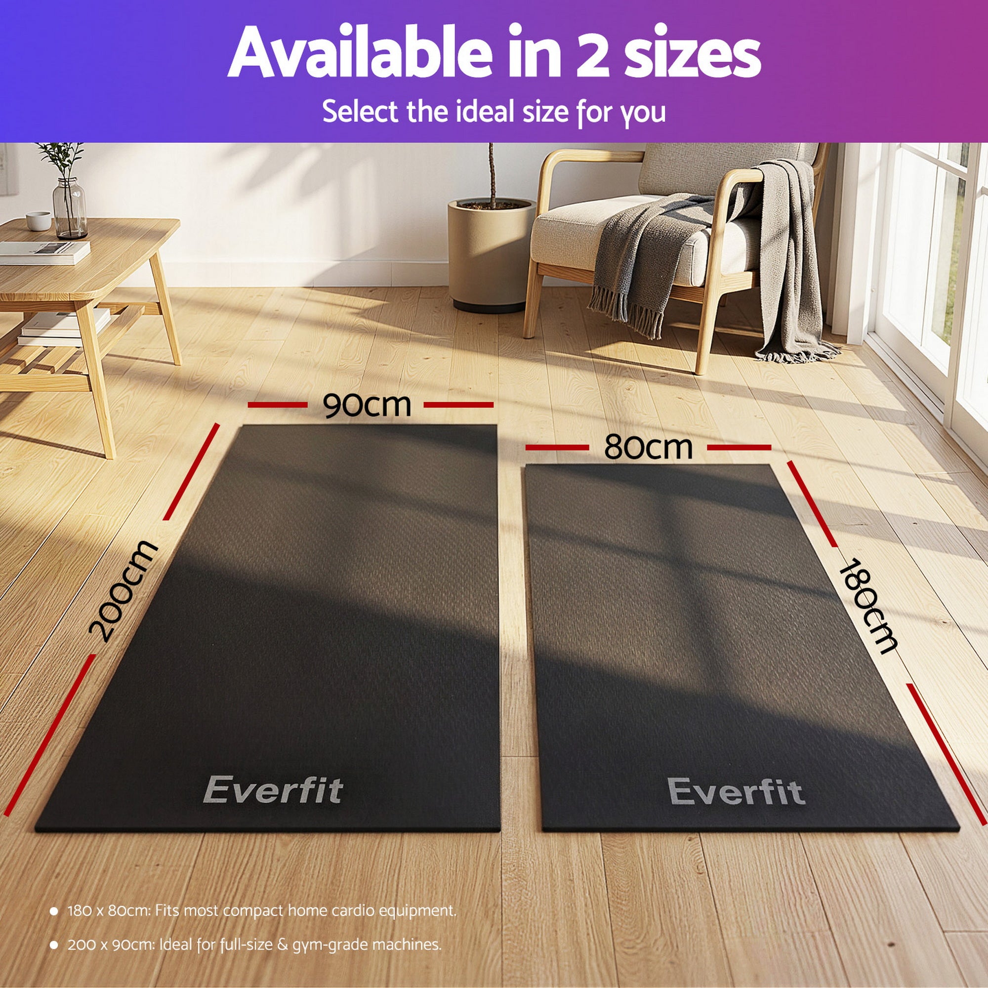 Everfit Exercise Equipment Mat Treadmill Floor Rug Home Gym Fitness Yoga 1.8M