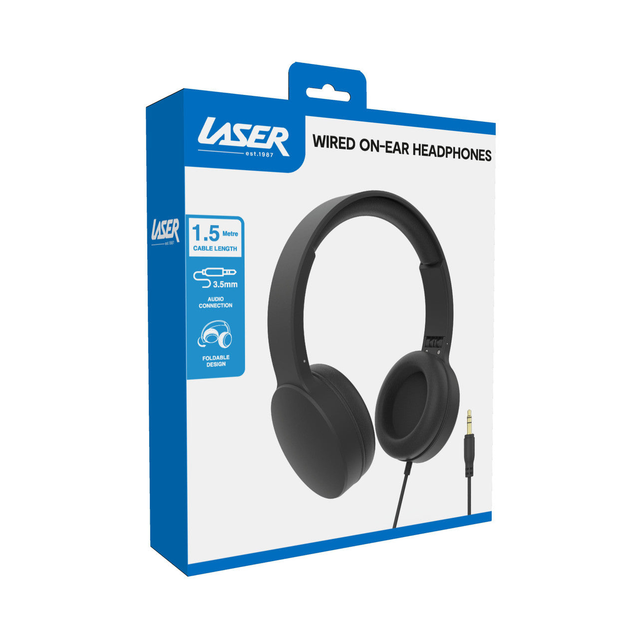 Laser Wired Headphones with 40mm Drivers Black