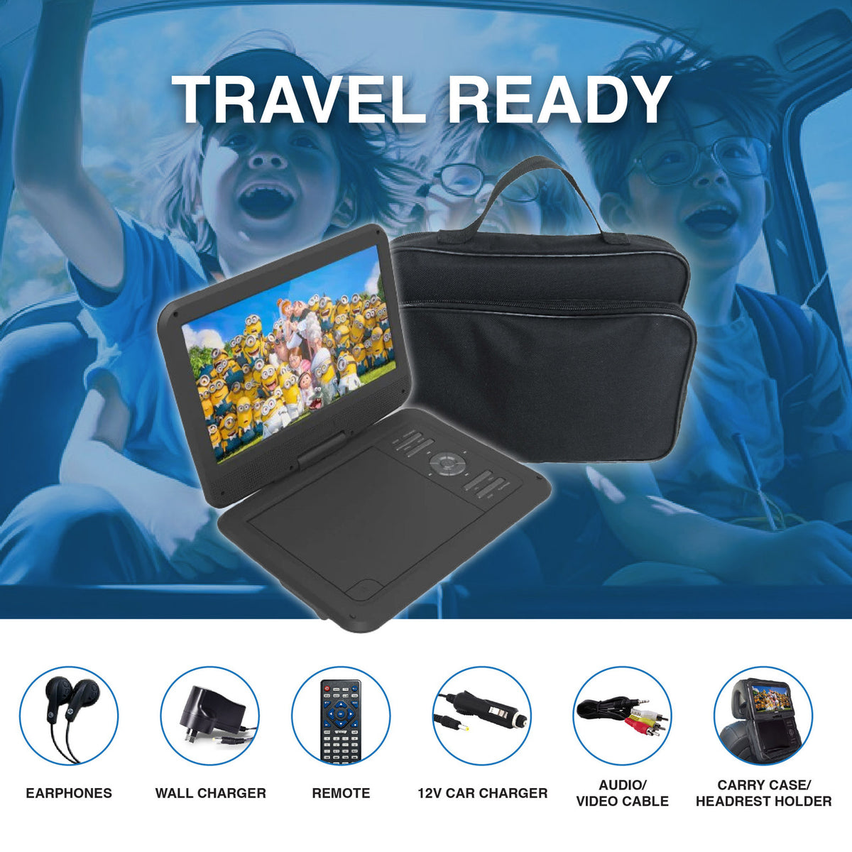 Laser 10” Portable DVD Player with Anti-Skip Technology