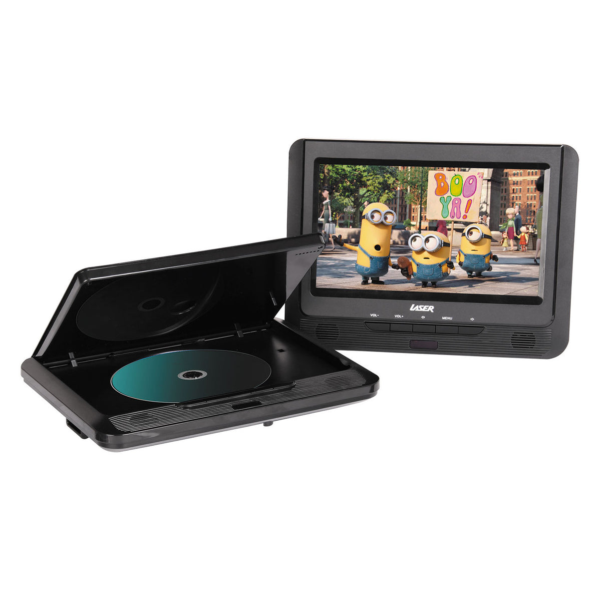 Laser 9 Inch Dual Screen DVD Player Black