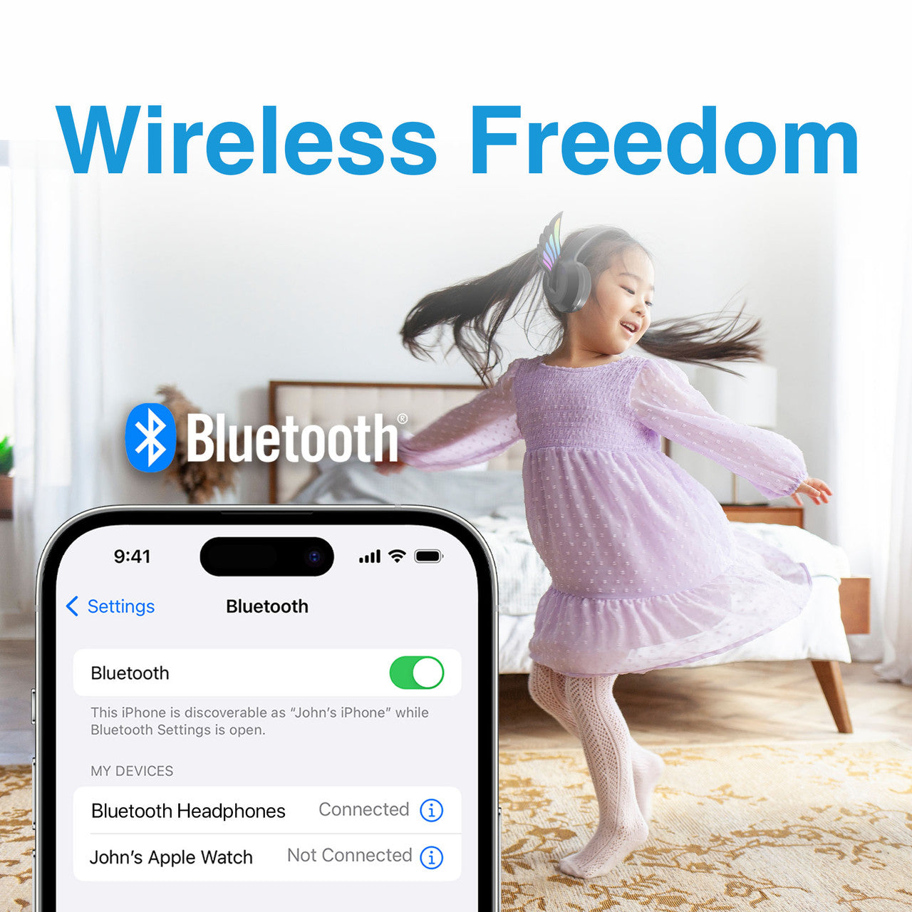 Laser Kids Angel Wings Headphones with Mic Black