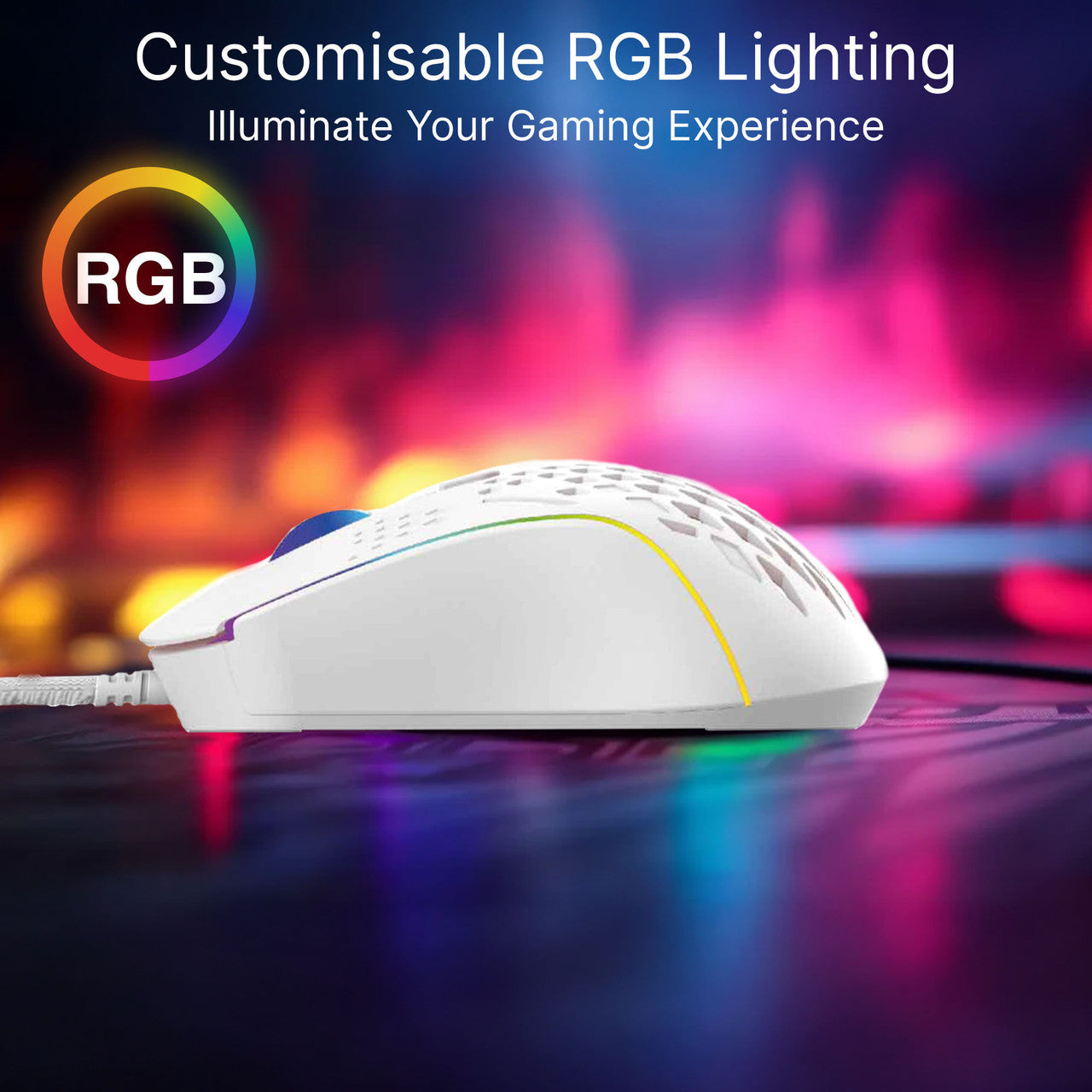 Laser RGB Lightweight Gaming Mouse White