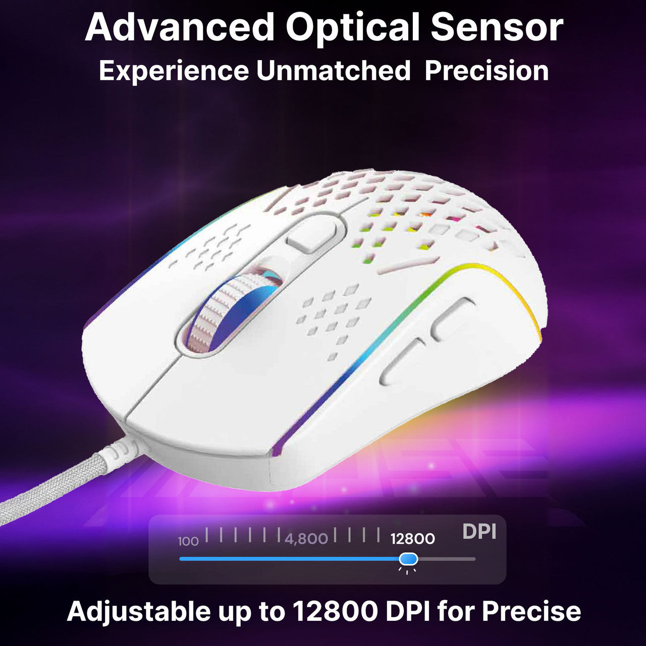 Laser RGB Lightweight Gaming Mouse White