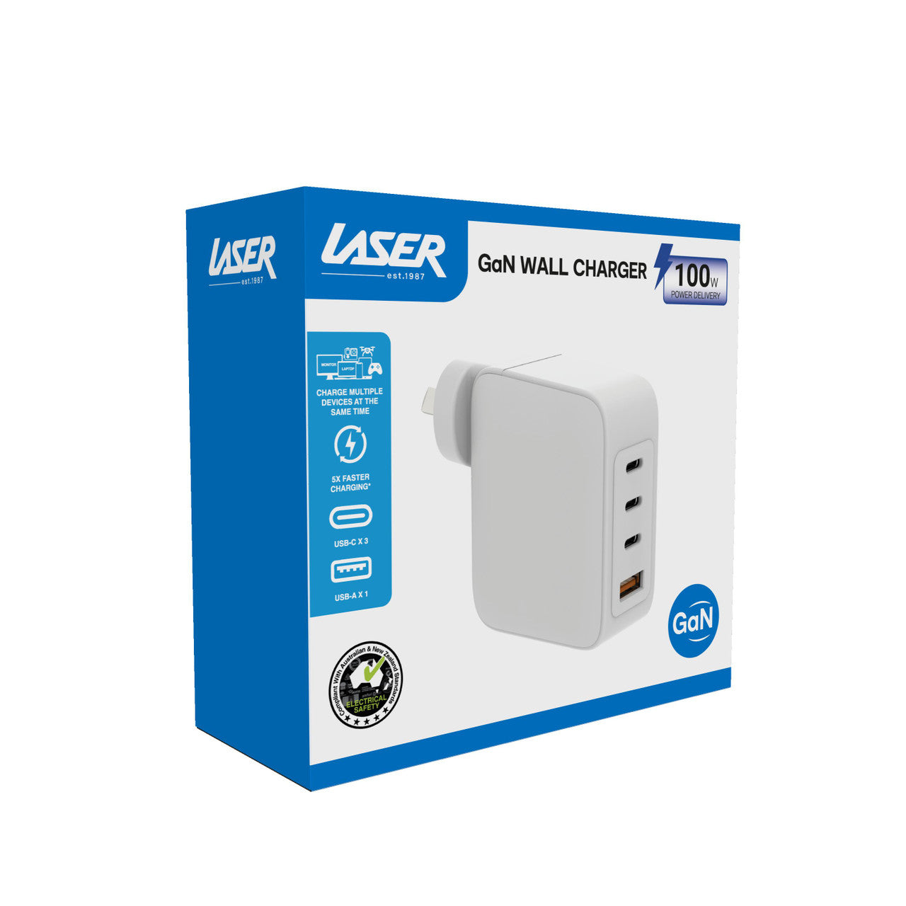 Laser 100W GaN USB-C and USB-A Wall Charger