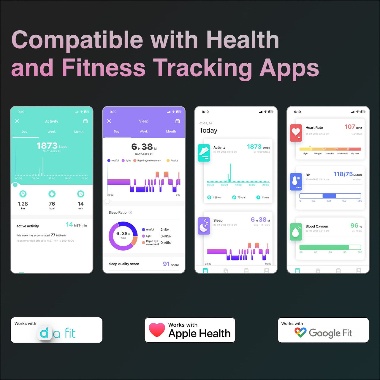 V-Fitness Smart Watch GPS and 2.1 inch Pink