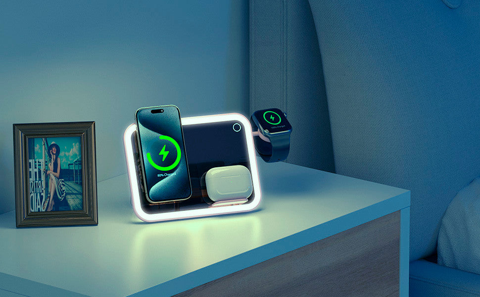 Mirror 3 in 1 Wireless Charger Qi2 Pink