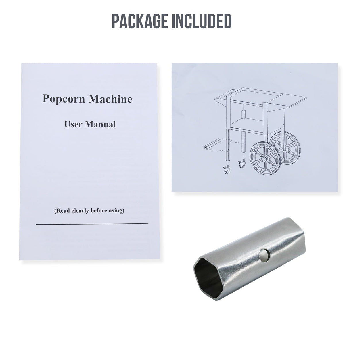 Samland Large Wheeled Cart Trolley for Popcorn Machine
