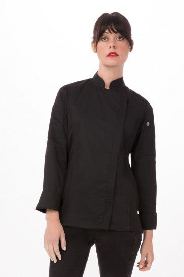 Hartford Women's Black Zipper M Chef Jacket by Chef Works