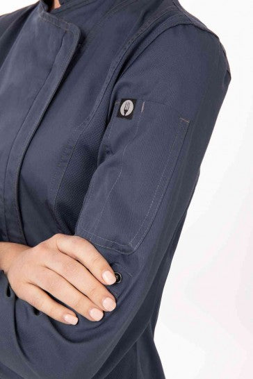 Hartford Women's Blue Zipper M Chef Jacket by Chef Works