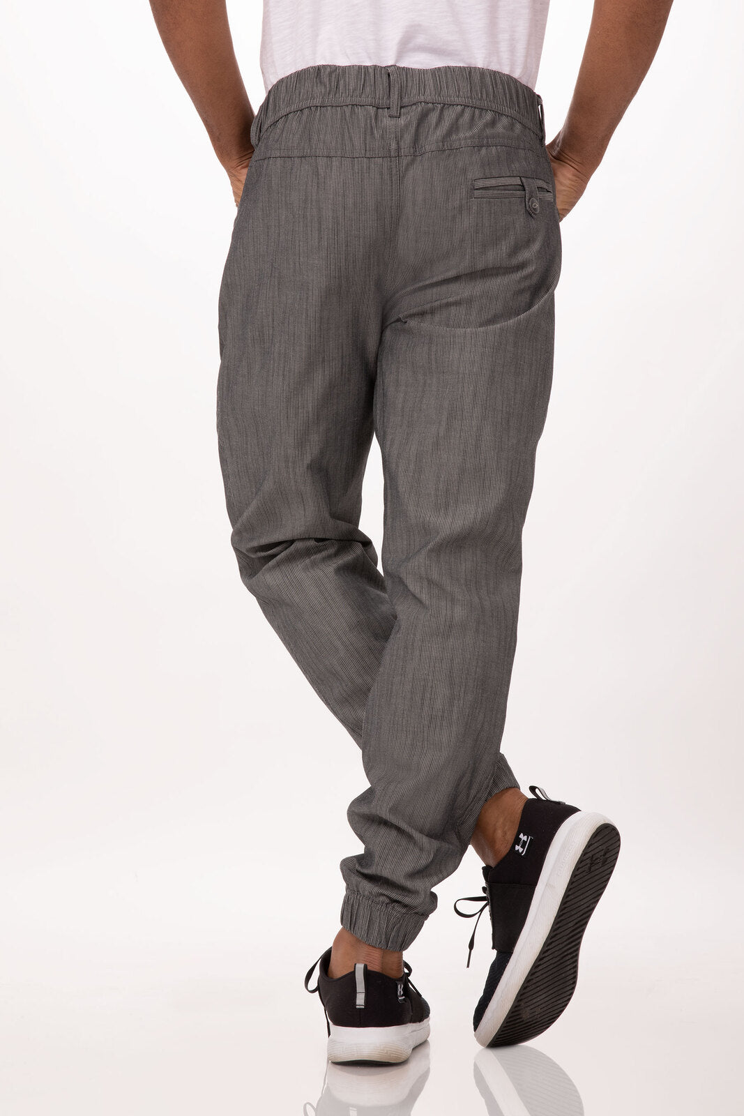 Jogger 257 Black/White Stripe L Men's Chef Pants by Chef Works