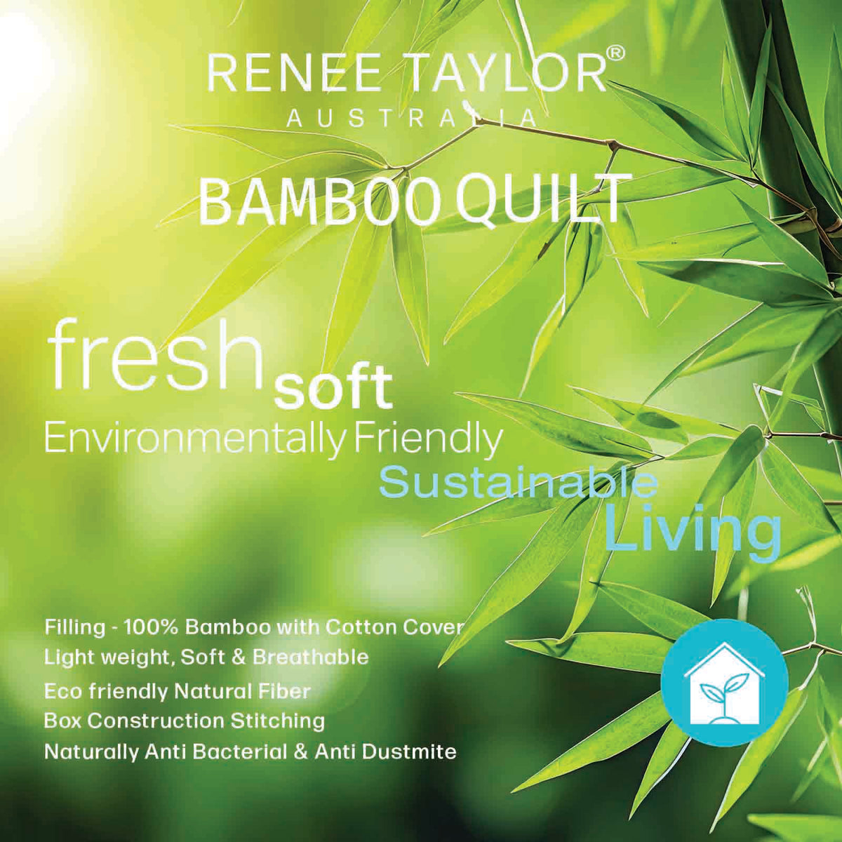 400 GSM All Seasons Natural Bamboo King Quilt by Renee Taylor