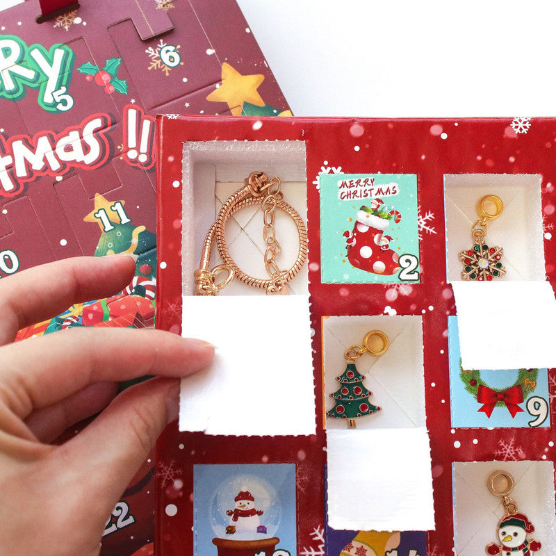 Christmas Advent Calendar 2025 Girls, 24 Days Xmas Countdown Calendar Jewelry Bracelet Set, DIY Bracelets Ornament Christmas Vacation Advent Calendar, Christmas Gift Set for Girls Boys Kids Women