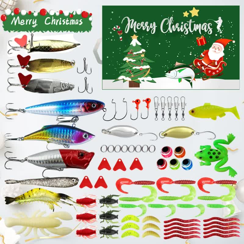 Fishing Lures Tackle Set for Fisher Men, Father, Granpa, Boys - 2026 Christmas Surprise Gift 78pcs