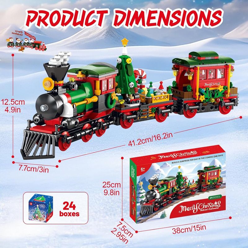 Advent Calendar 2026 Building Blocks Set - 24-Day Christmas Countdown Calendar - Santa Sleigh Christmas Tree Decorations Gifts for Kids Boys & Girls and Adults(770PCS)