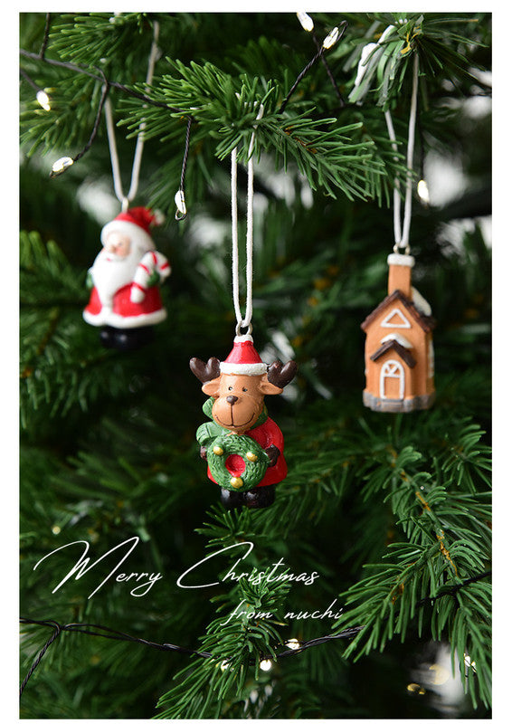 Christmas gift Christmas mini resin snow house Christmas tree pendant