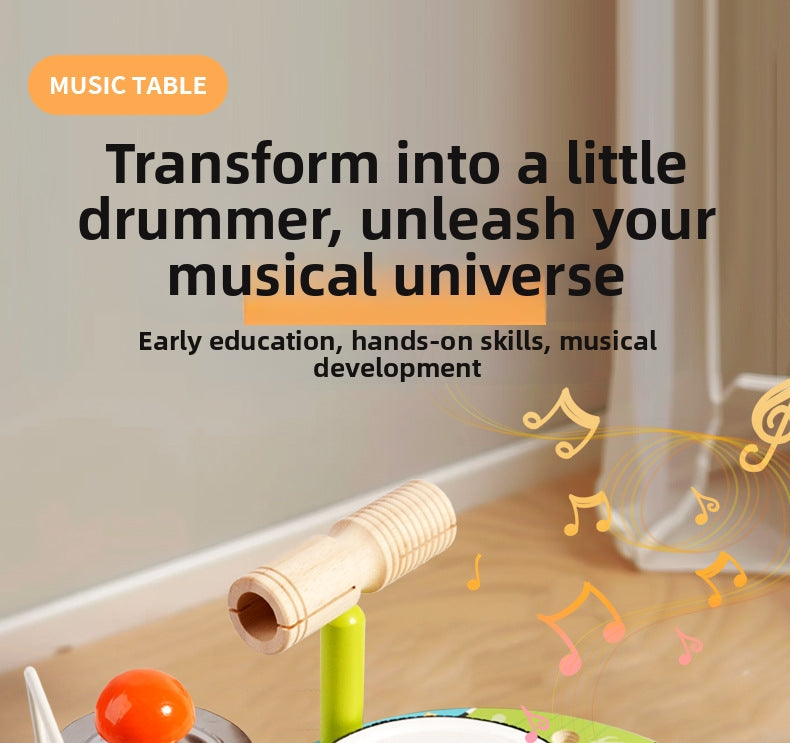 Multifunctional Wooden Frog Drum Set Toy for Kids