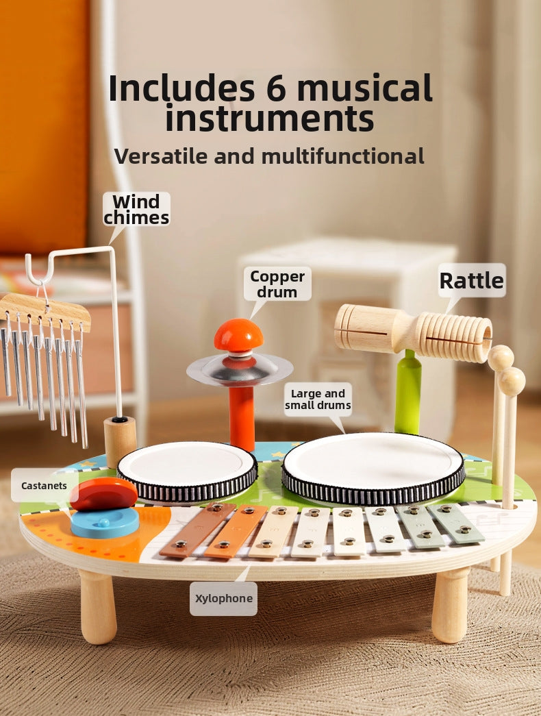 Multifunctional Wooden Frog Drum Set Toy for Kids