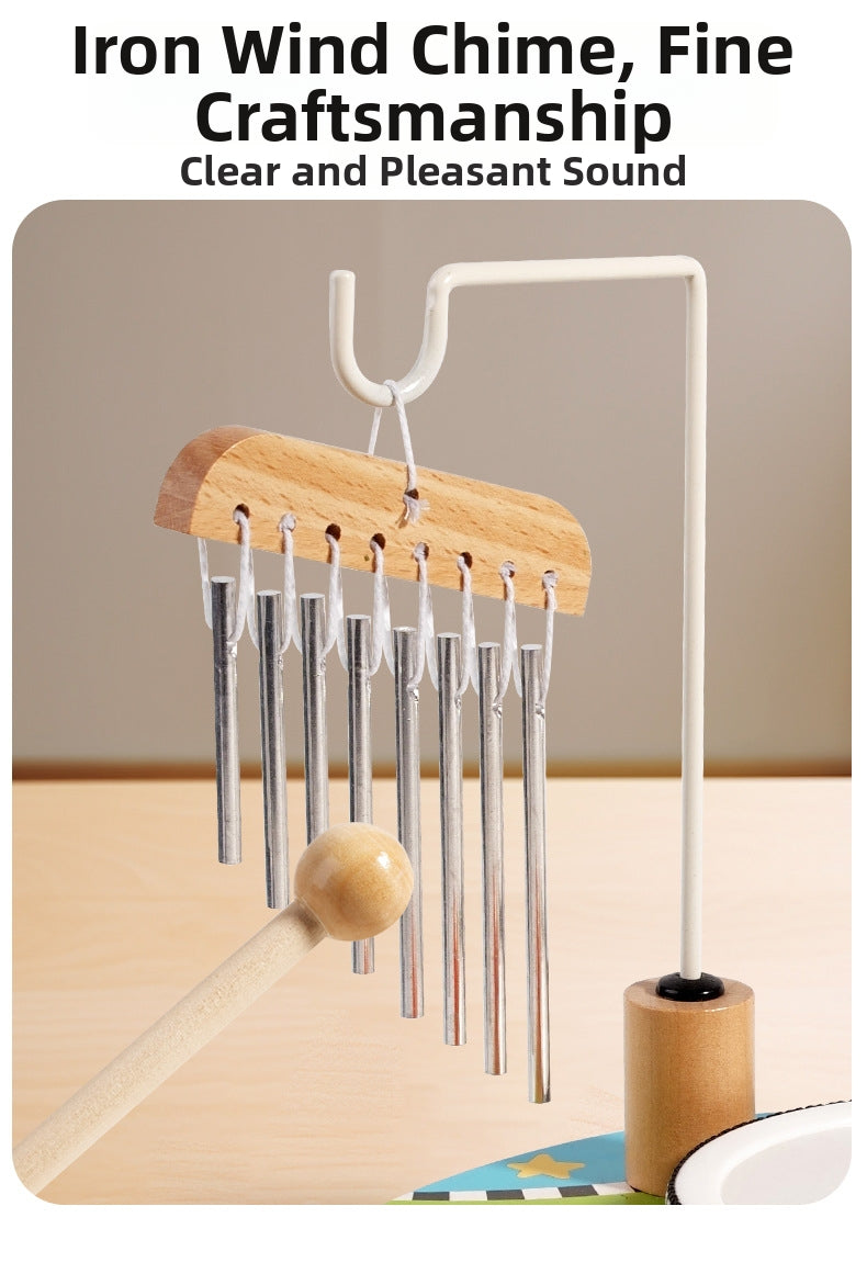 Multifunctional Wooden Frog Drum Set Toy for Kids