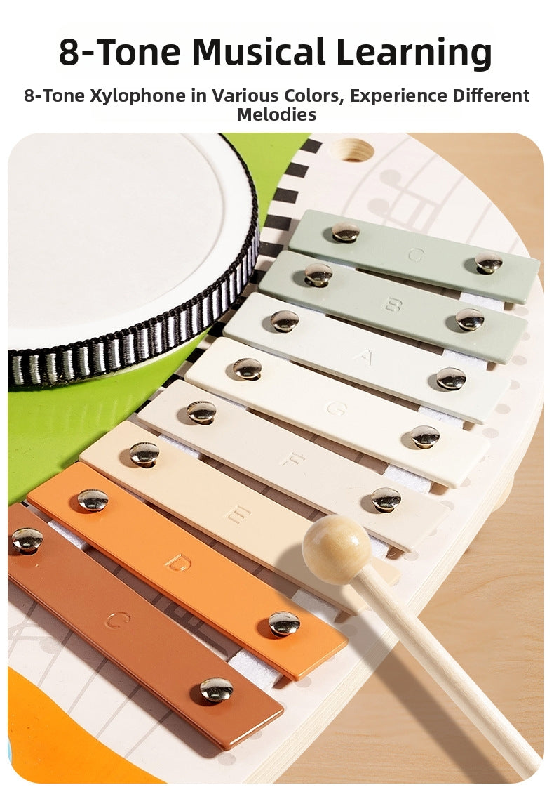 Multifunctional Wooden Frog Drum Set Toy for Kids