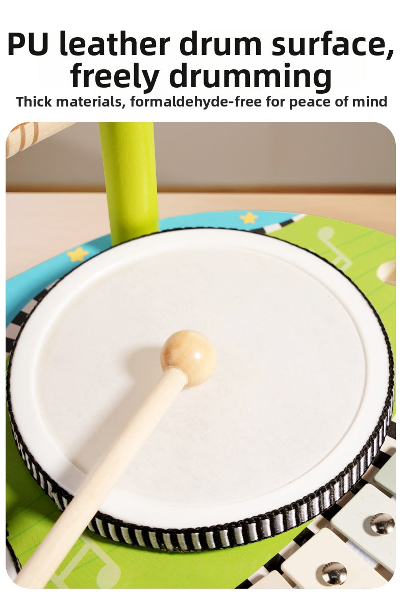 Multifunctional Wooden Frog Drum Set Toy for Kids