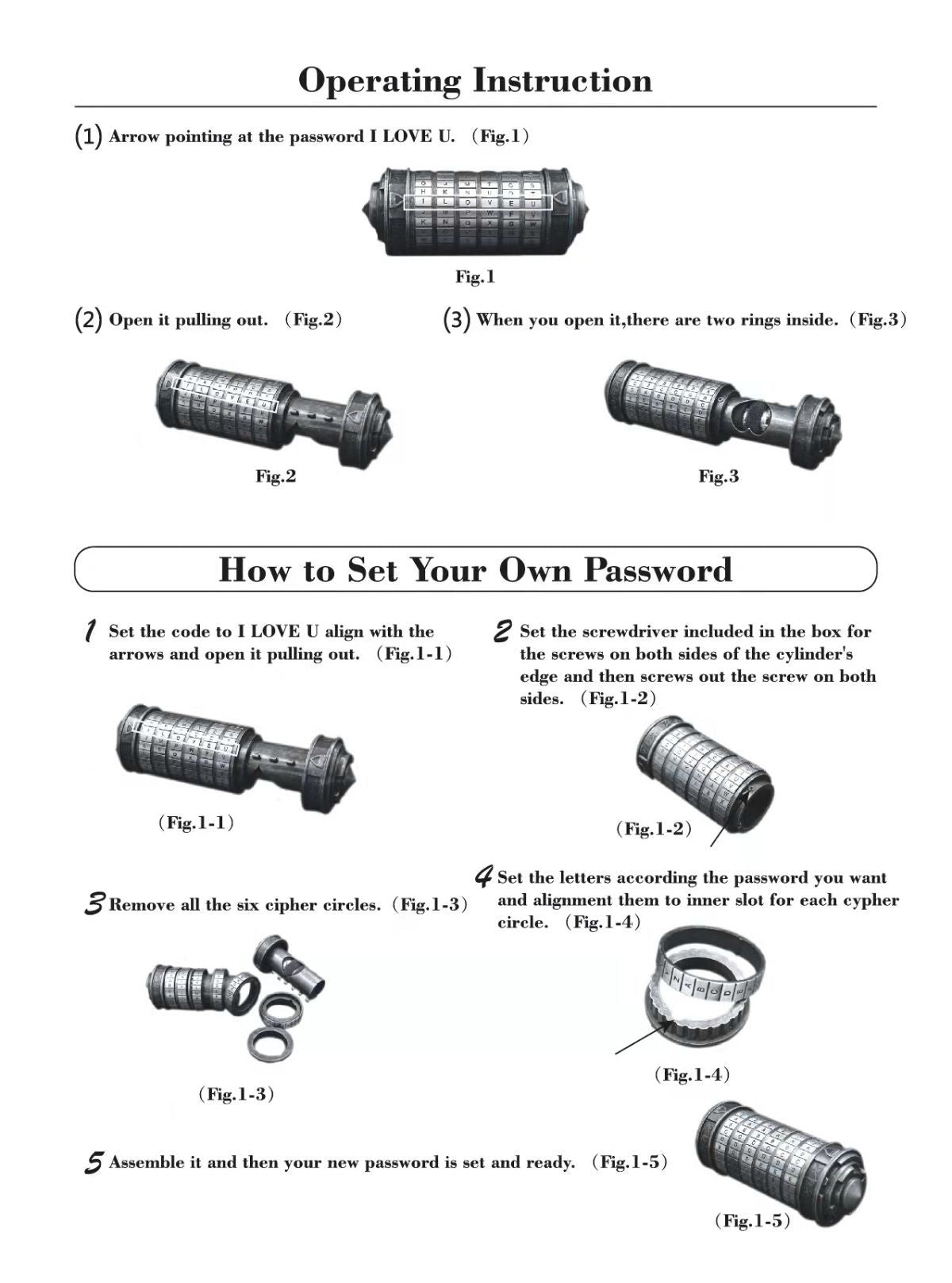 Da Vinci Code, Lock Cylinder, Puzzle, Gift, Valentine's Day Gift, Christmas Gift, Birthday Gift, Australian Puzzle, Brain Teaser, Code Breaking - Black - Size L