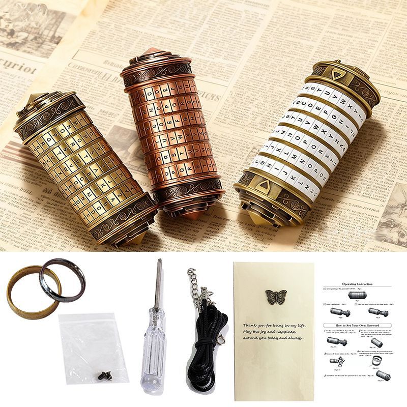 Da Vinci Code, Lock Cylinder, Puzzle, Gift, Valentine's Day Gift, Christmas Gift, Birthday Gift, Australian Puzzle, Brain Teaser, Code Breaking - Black - Size L
