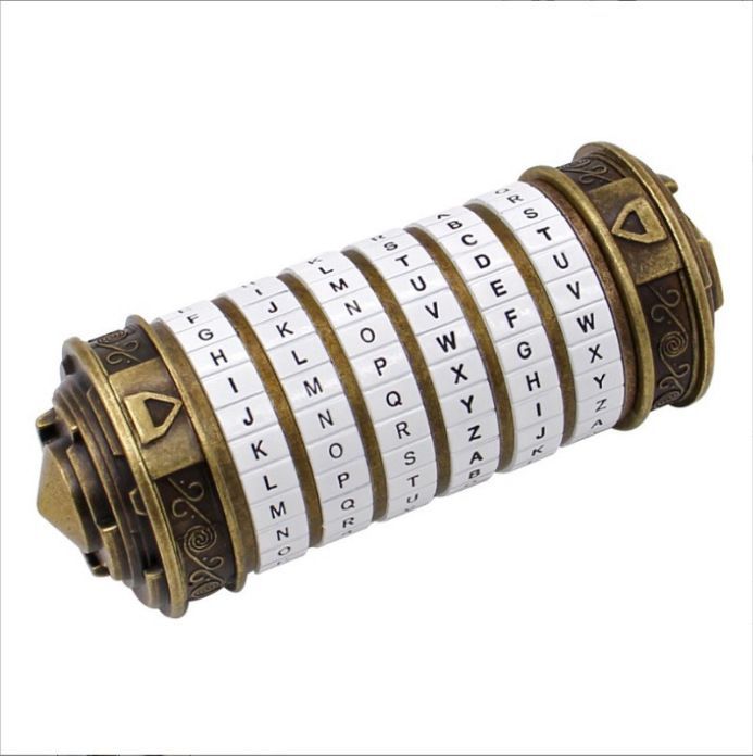 Da Vinci Code, Lock Cylinder, Puzzle, Gift, Valentine's Day Gift, Christmas Gift, Birthday Gift, Australian Puzzle, Brain Teaser, Code Breaking - Gold - Size L