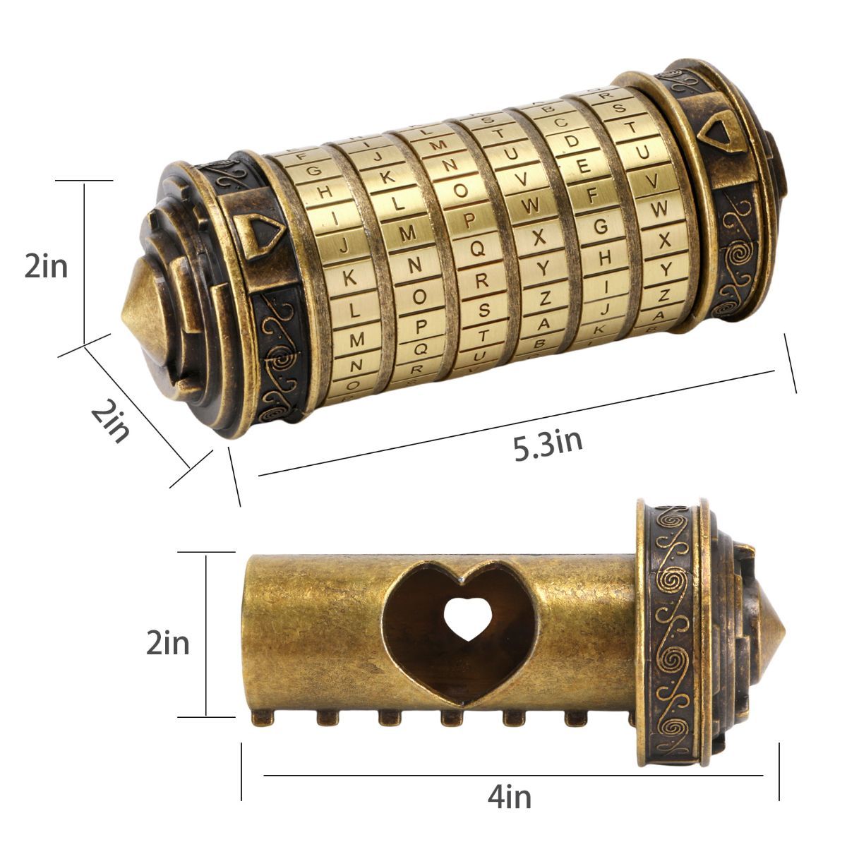 Da Vinci Code, Lock Cylinder, Puzzle, Gift, Valentine's Day Gift, Christmas Gift, Birthday Gift, Australian Puzzle, Brain Teaser, Code Breaking - Rose gold - Size L
