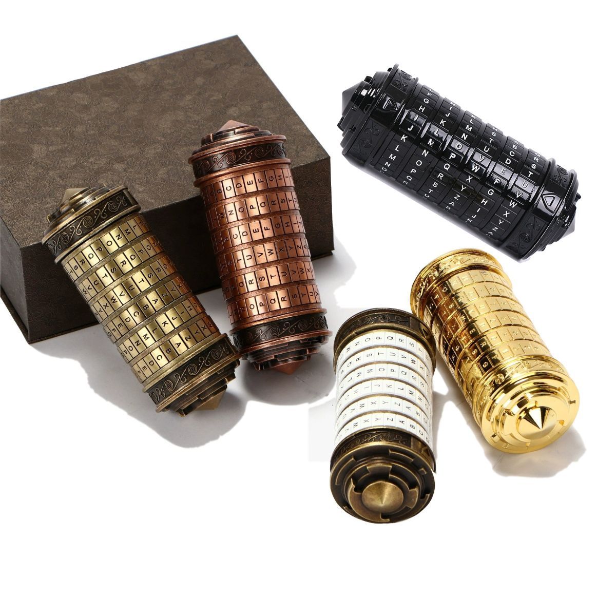 Da Vinci Code, Lock Cylinder, Puzzle, Gift, Valentine's Day Gift, Christmas Gift, Birthday Gift, Australian Puzzle, Brain Teaser, Code Breaking - Rose gold - Size L