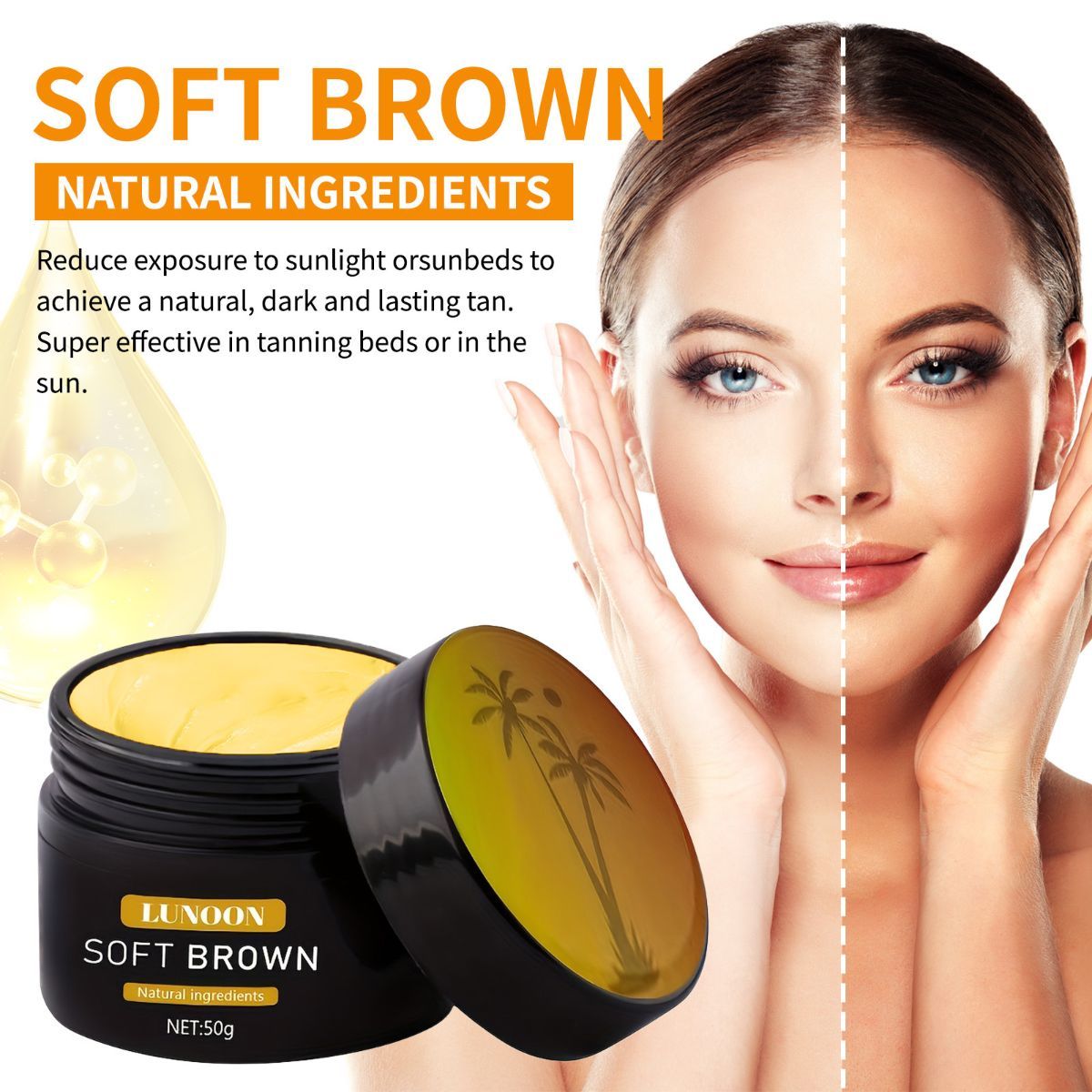 tanning cream, soft brown tan, natural ingredients, tanning bed cream, sun tan lotion, hydrating tan cream, healthy tan Australia, Australian tanning product - Yellow - Size 50ml-2pcs