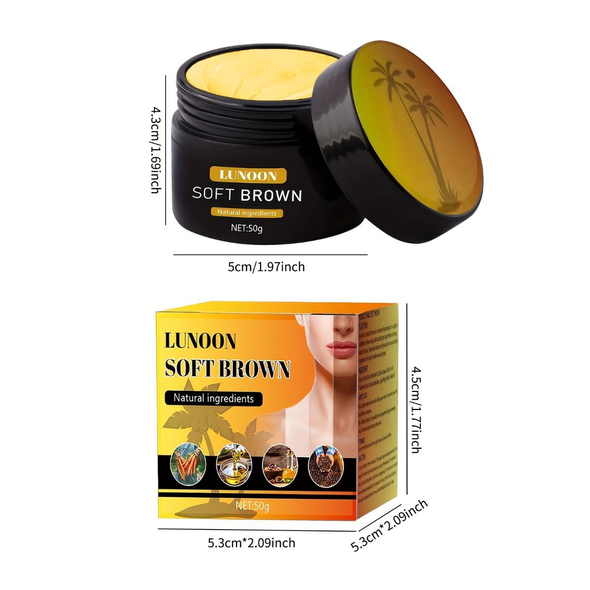 tanning cream, soft brown tan, natural ingredients, tanning bed cream, sun tan lotion, hydrating tan cream, healthy tan Australia, Australian tanning product - Yellow - Size 50ml-2pcs