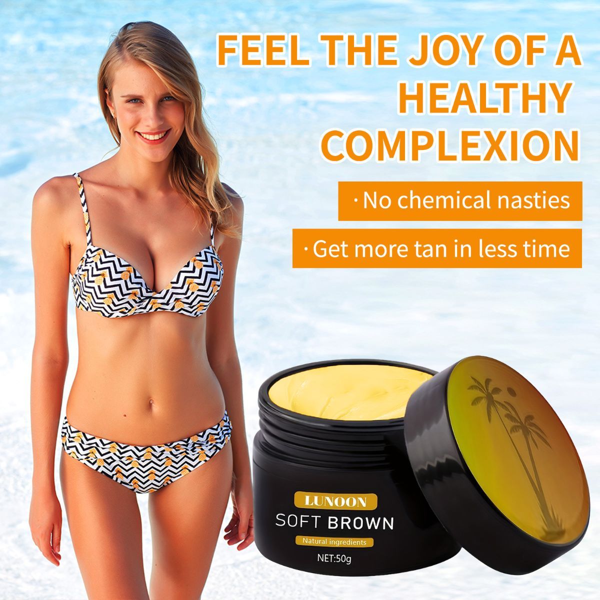 tanning cream, soft brown tan, natural ingredients, tanning bed cream, sun tan lotion, hydrating tan cream, healthy tan Australia, Australian tanning product - Yellow - Size 50ml-2pcs