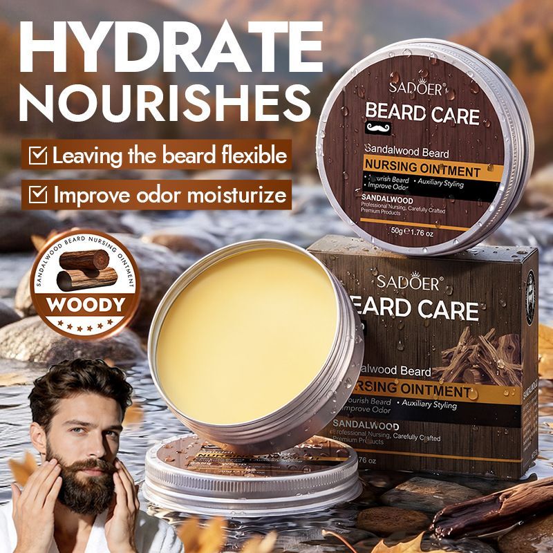 sandalwood beard ointment, beard care Australia, hydrate beard, nourish beard, flexible beard, beard moisturiser, odour control beard, Australian beard product, beard grooming, sandalwood beard balm - Yellow - Size 50g-2pcs