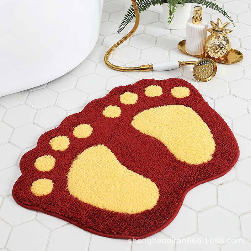 Faux Wool Bathroom Mat Super Absorbent Mat Paw Shaped Mat Non Slip Mat Machine - Blue - Size 50-80cm