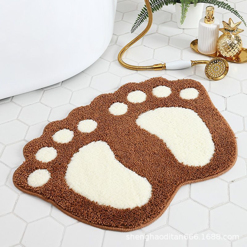 Faux Wool Bathroom Mat Super Absorbent Mat Paw Shaped Mat Non Slip Mat Machine - Blue - Size 50-80cm