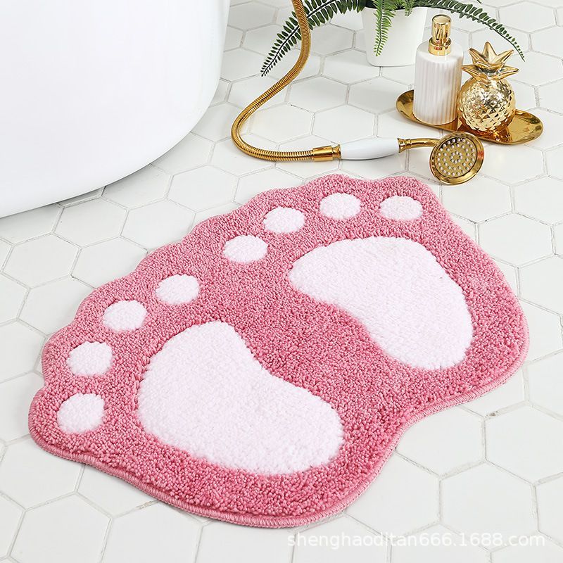 Faux Wool Bathroom Mat Super Absorbent Mat Paw Shaped Mat Non Slip Mat Machine - Coffee - Size 80-120cm