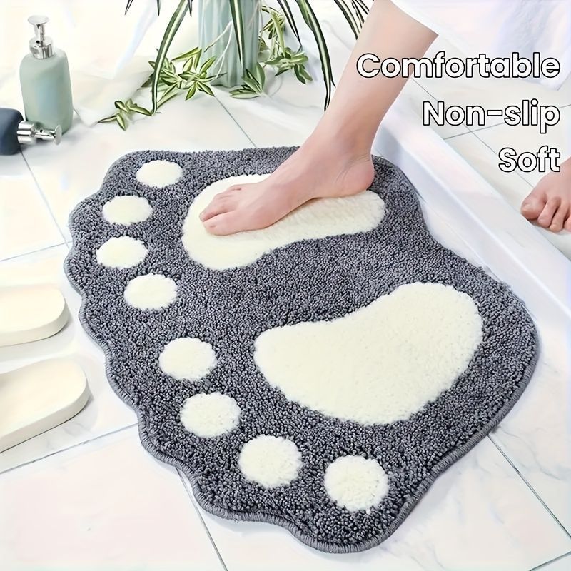 Faux Wool Bathroom Mat Super Absorbent Mat Paw Shaped Mat Non Slip Mat Machine - Coffee - Size 80-120cm