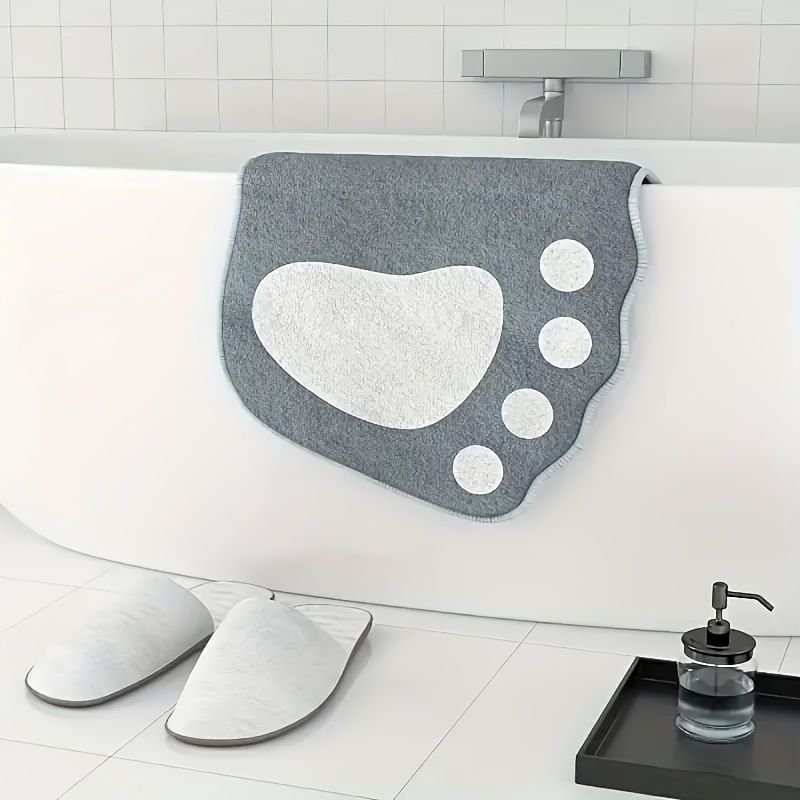 Faux Wool Bathroom Mat Super Absorbent Mat Paw Shaped Mat Non Slip Mat Machine - Pink - Size 80-120cm