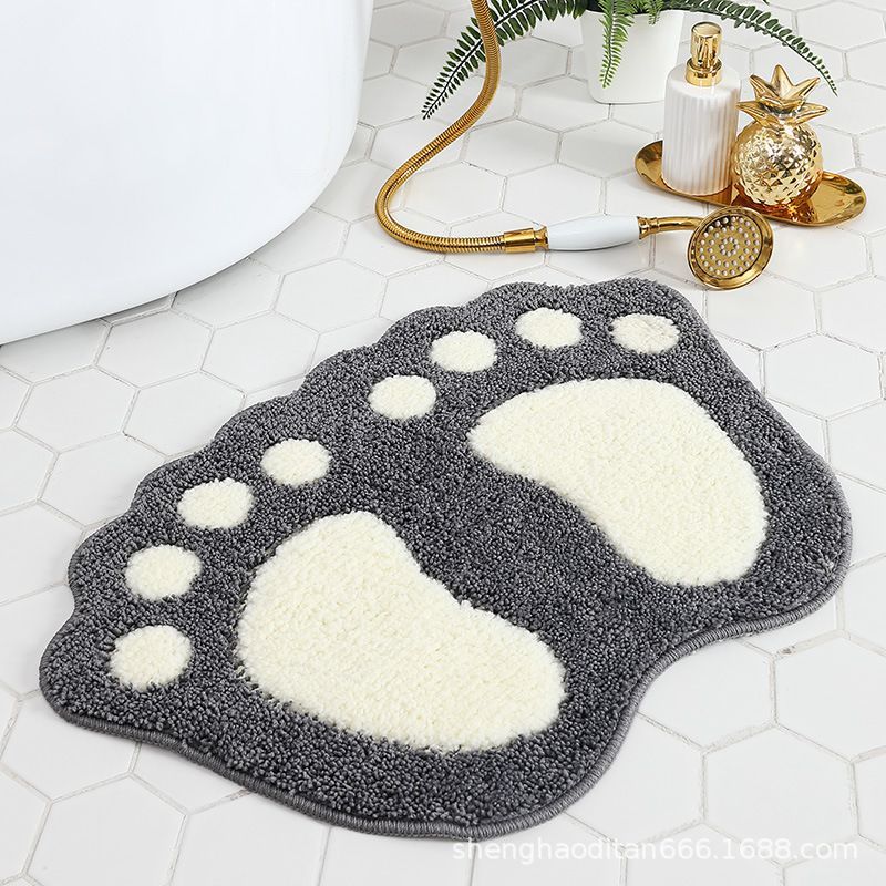 Faux Wool Bathroom Mat Super Absorbent Mat Paw Shaped Mat Non Slip Mat Machine - Purple - Size 60-90cm