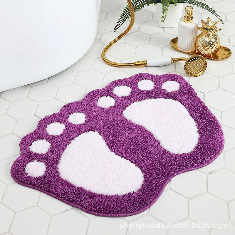Faux Wool Bathroom Mat Super Absorbent Mat Paw Shaped Mat Non Slip Mat Machine - Red - Size 40-60cm