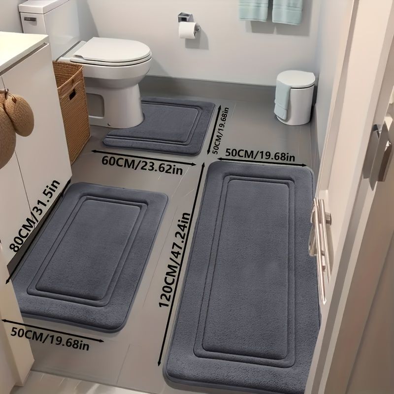 Bathroom Rug Set Bathroom Accessories Absorbent Rug Soft Rug Bathroom Decor - Coffee - Size 01