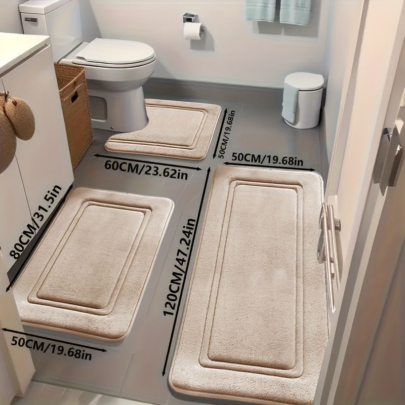 Bathroom Rug Set Bathroom Accessories Absorbent Rug Soft Rug Bathroom Decor - Coffee - Size 01