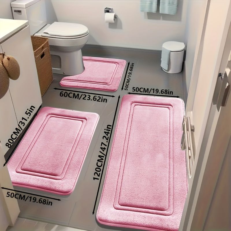 Bathroom Rug Set Bathroom Accessories Absorbent Rug Soft Rug Bathroom Decor - Coffee - Size 01