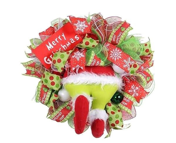 Grinch Christmas Wreath Festive Decor Holiday Decorations High-Quality Wreath - Multi-color - Size 01