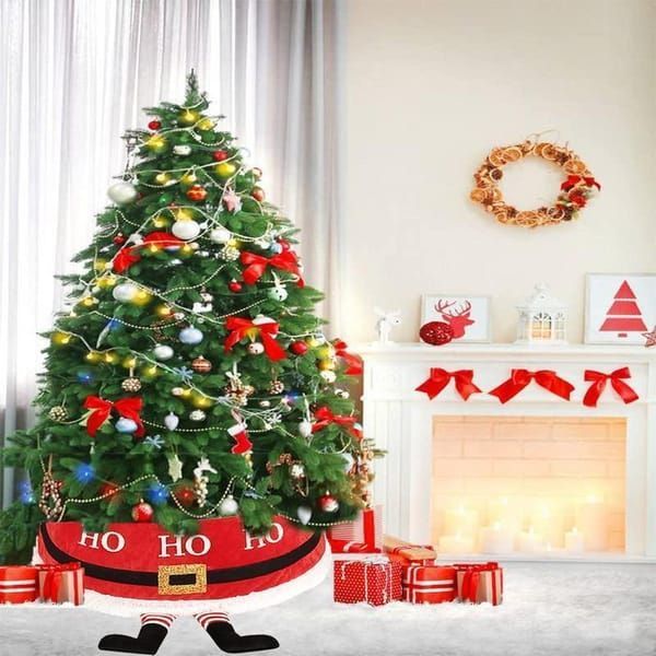 Christmas Tree Skirt Foldable Tree Skirt Santa Belt Design Christmas Decoration - Multi-color - Size Applicable to below 180cm